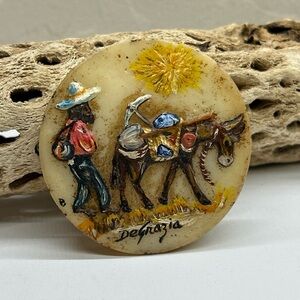 DeGrazia Resin Belt Buckle Gold Miner Donkey Bicentennial 1776-1976 Arizona